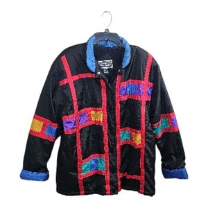 Vintage Spencer Douglas Retro Color Block Quilted Nylon Coat Jacket See Measure